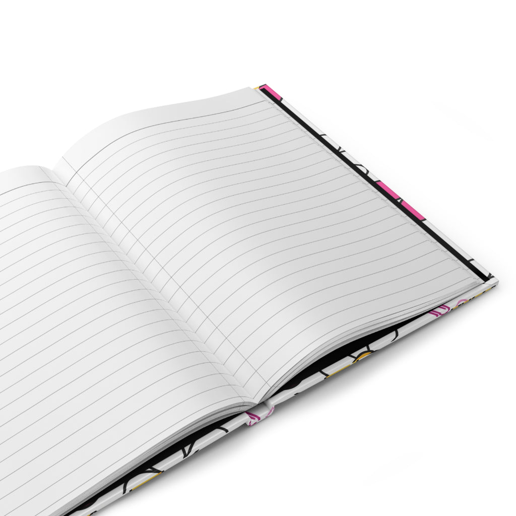 Cute Daisy & Pencil Hardcover Journal — Pink Floral School Notebook